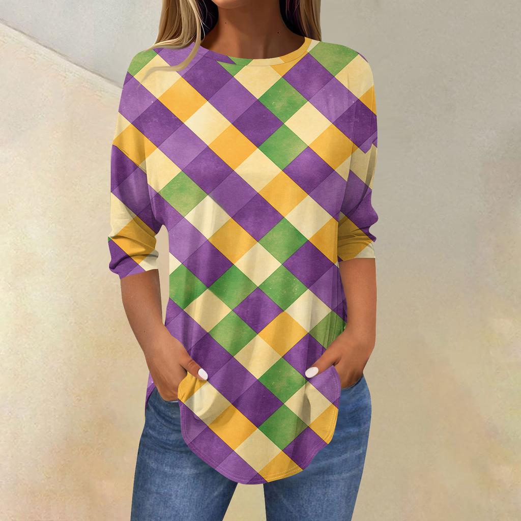 Camisetas para mujer Manga 3/4 Camisas Color Sólido Jersey Verano Primavera Tops Blusas