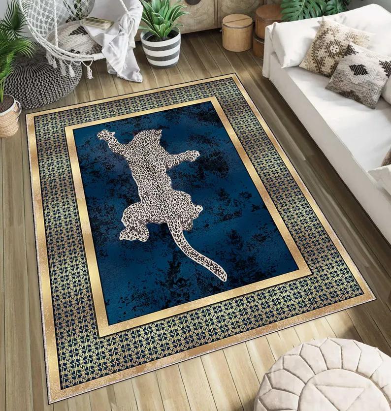 Red Tiger Rug Tufted Polyester Non-Slip Animal Living Room Bedroom Carpet Home Decoration Mat