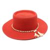 Convex Top Gold Chain Fringed Straw Hat Women'S Summer Beach Hat Sunshade Sun Protection Hat Flat Brim Jazz Hat