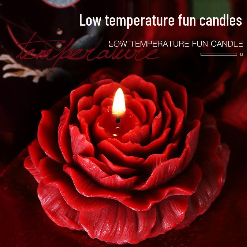 Rose-Scented Long-Lasting Romantic Candles for Low-Temperature Aromatherapy and Sensual Foreplay