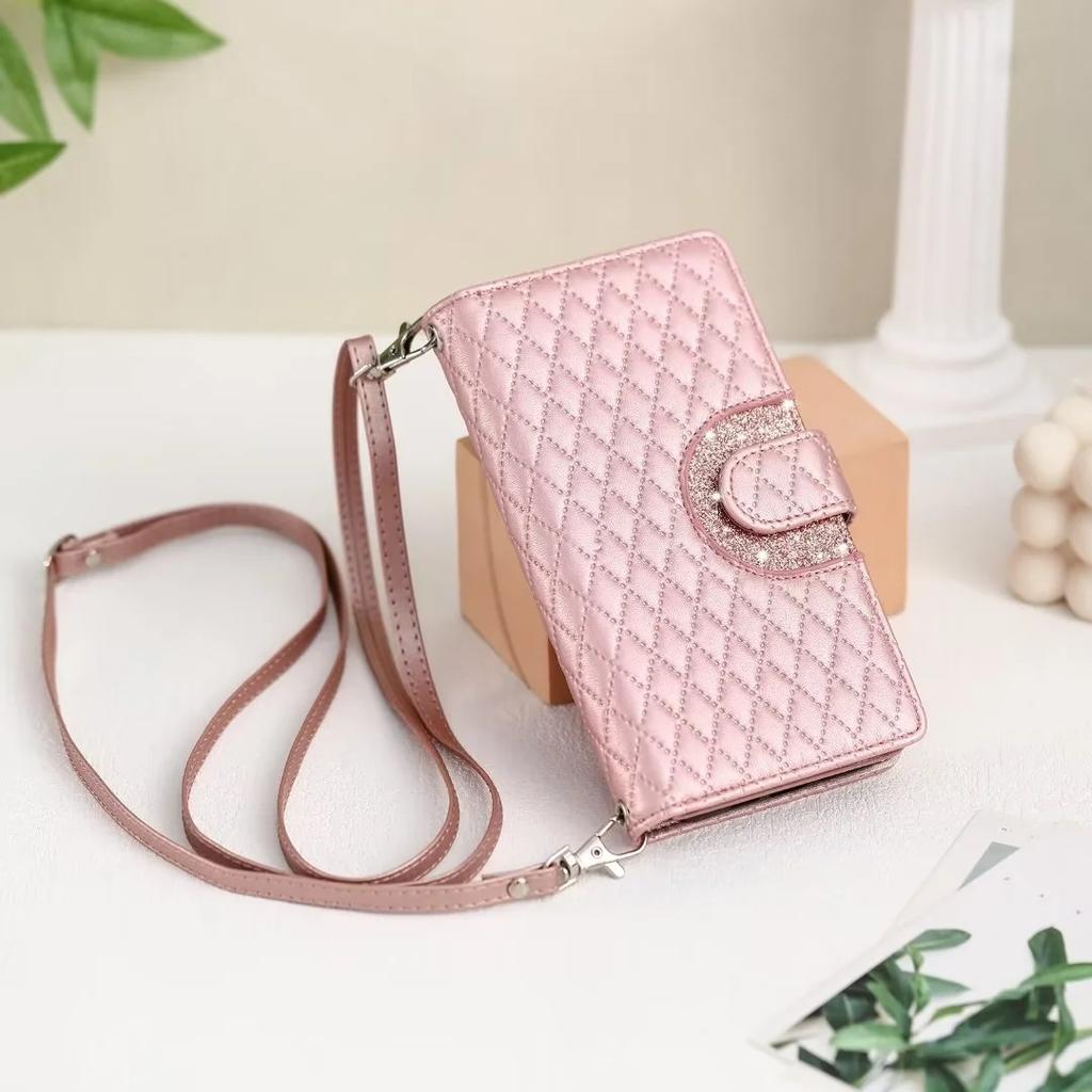 Long Lanyard Zipper Wallet Phone Case for Samsung Galaxy S25 S26 Ultra S24 S23 FE S22 Plus S21 S20 Note 20 Flip Leather Cover