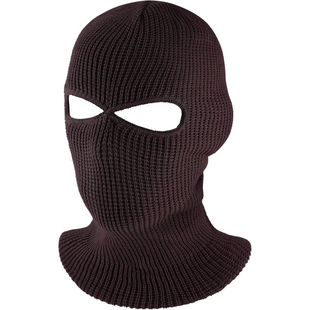 3-Hole Knitted Full Face Cover Ski Mask, Adult Winter Balaclava Warm Knit Full Face Mask for Outdoor Sports