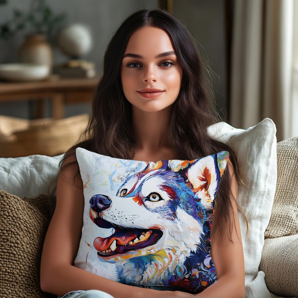 Colorful Pop Art Dog Throw Pillow Covers, Vibrant Oil Painting Dog Print Cushion Cases, Pet Lover Home Decor Bedroom Living Room