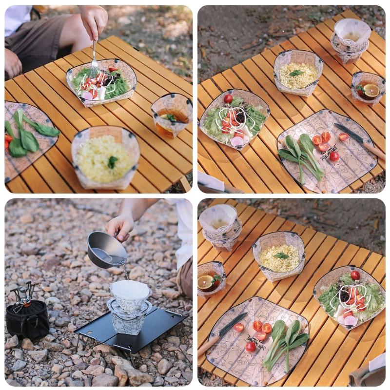 Outdoor Camping Tableware Folding Bowl Plate Cup Filter Chopping Board Portable Picnics Flatware for Outdoor Cooking