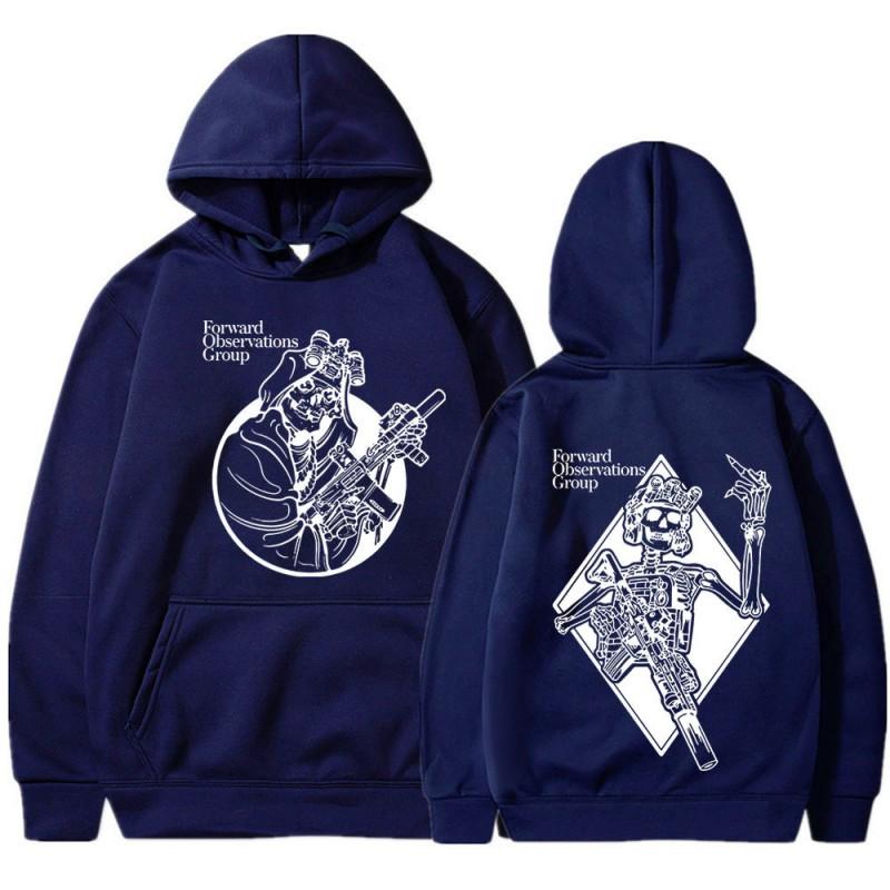 Punk Skeleton Graphic Hoodie Men Streetwear Casual Long Sleeve Pullover Hooded Sweatshirt