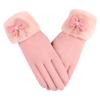 Gants chauds pour l'automne et l'hiver pour femmes avec nœuds en velours, pour la conduite, le cyclisme en extérieur, plus velours, anti-froid, hiver, gants tactiles