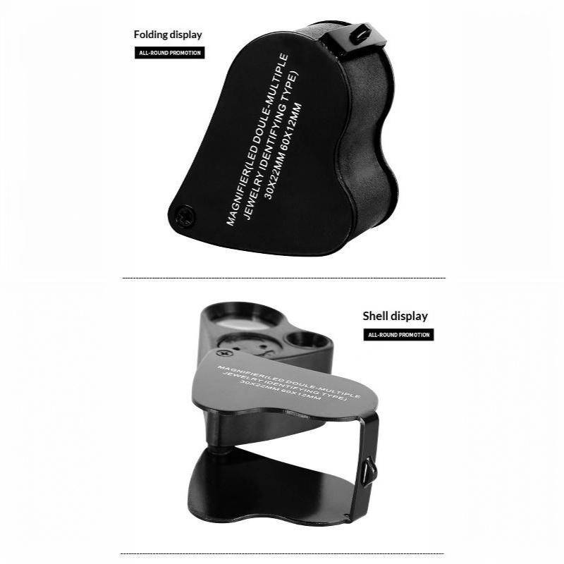 30X 60X Foldable Illuminated Loupe Magnifier For Jewelry Gems Coins Stamps With Bright Led Light Portable Jewelry Magnifier