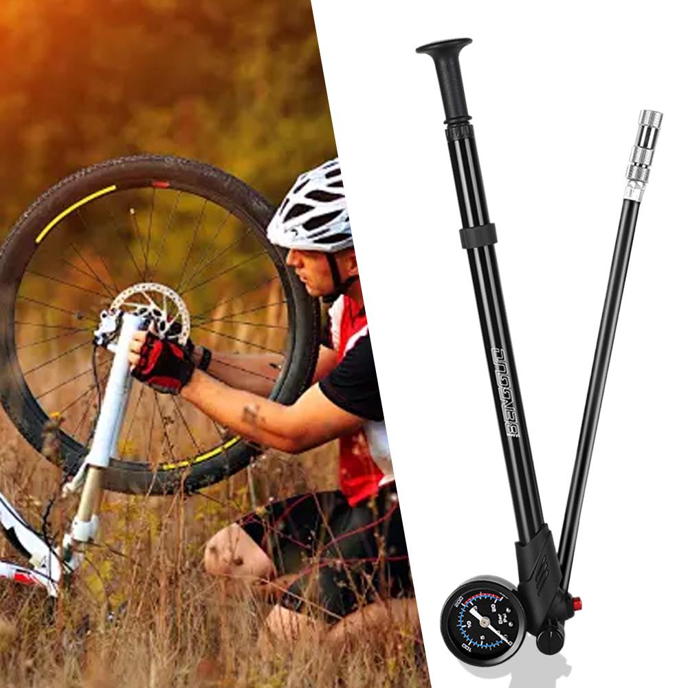 300PSI Bicycle Pump with Gauge High Pressure MTB Bicycle Air Shock Pump Fits Presta & Schrader for Rear Suspension Fork Shock
