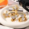 Elegant High-End 18k Gold-Plated Petal Stud Earrings In Gold & Silver