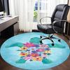 1pcSea Turtle Flowers Office Round Area Rug, Indoor Mat Suitable ForOffice, Under Office Chairs Bedroom Living Room Home Decor, Room Deco 094