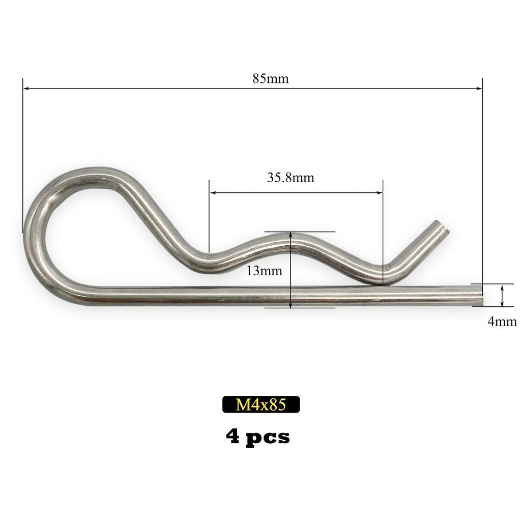 Yoliko 4pcs Heavy Duty Stainless Steel Cotter Pin R Clip Large Spring Retaining Wire