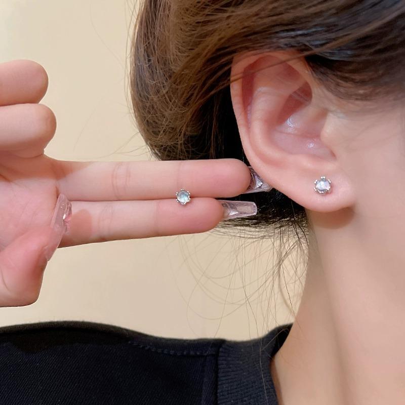 Moonstone Stud Earrings Women Ins Niche Design Light Luxury Earrings New Trendy Earrings