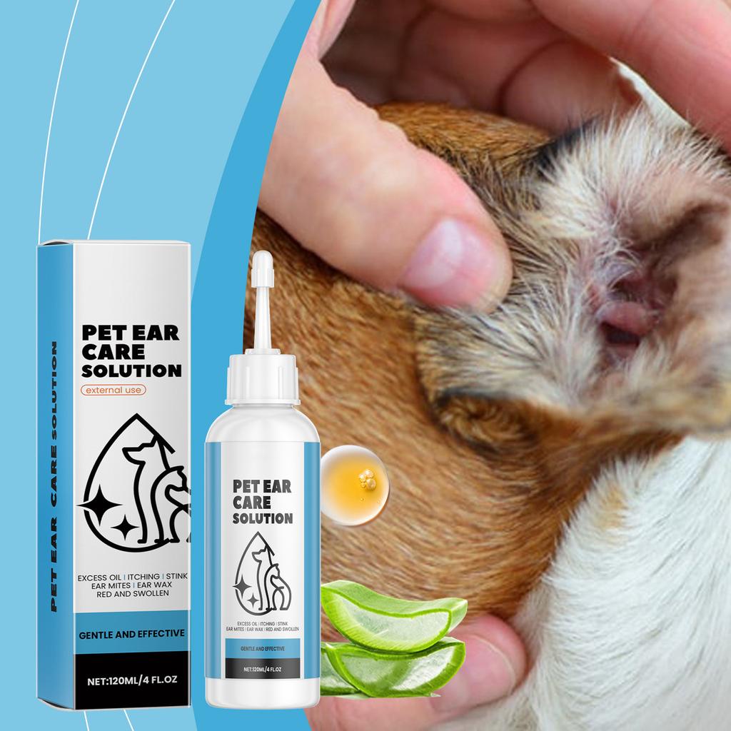 Pet Ear Care Solution, Gentle Ear Cleaner For Cats And Dogs, Odors And Protects Ears.120ml