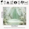 2D Sage Green Curtain Backdrop White Flower Wedding Photography Background