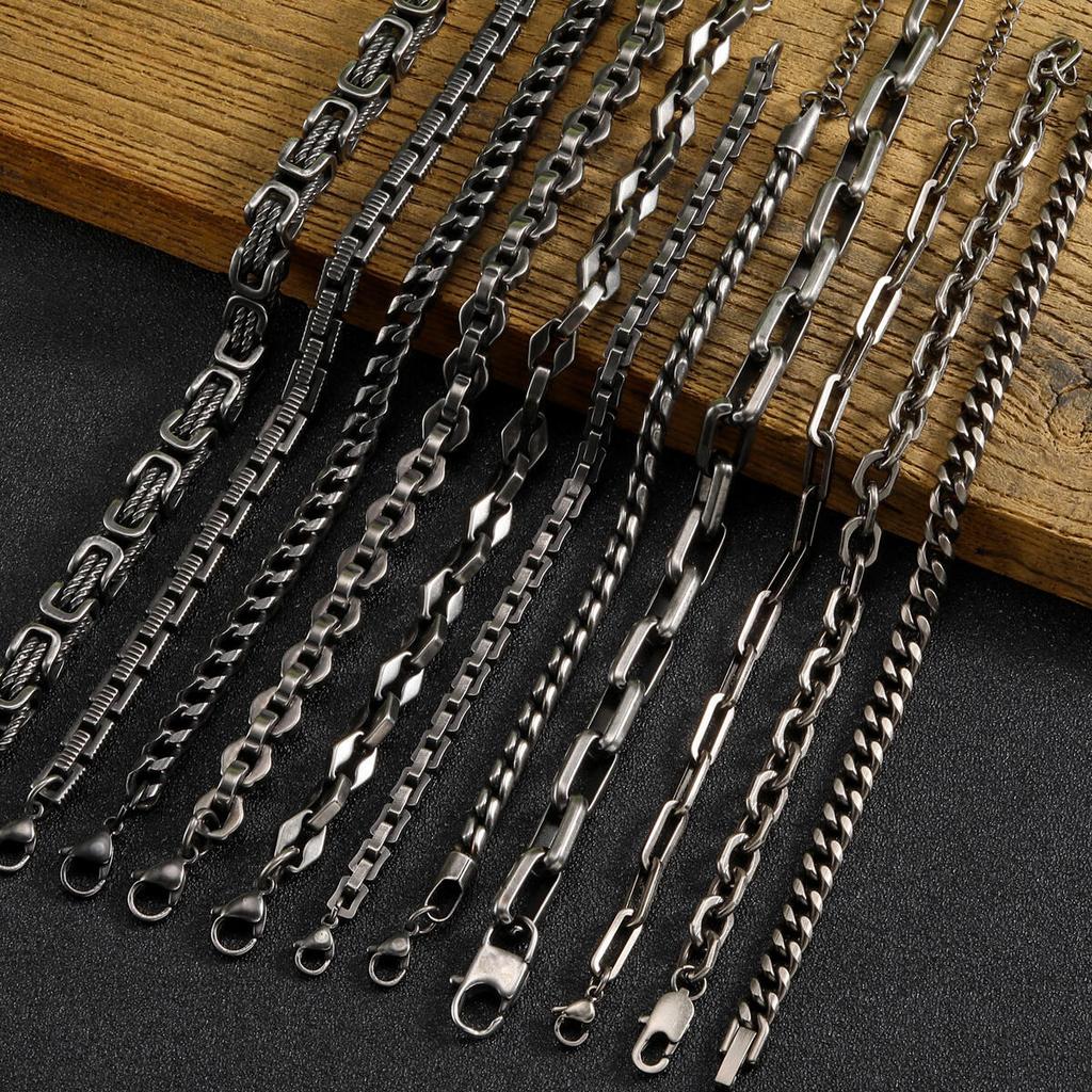Retro Chain Bracelets for Men Boys,,Vintage Antique Stainless Steel Link Wristband,Classic Punk Zircon Gifts