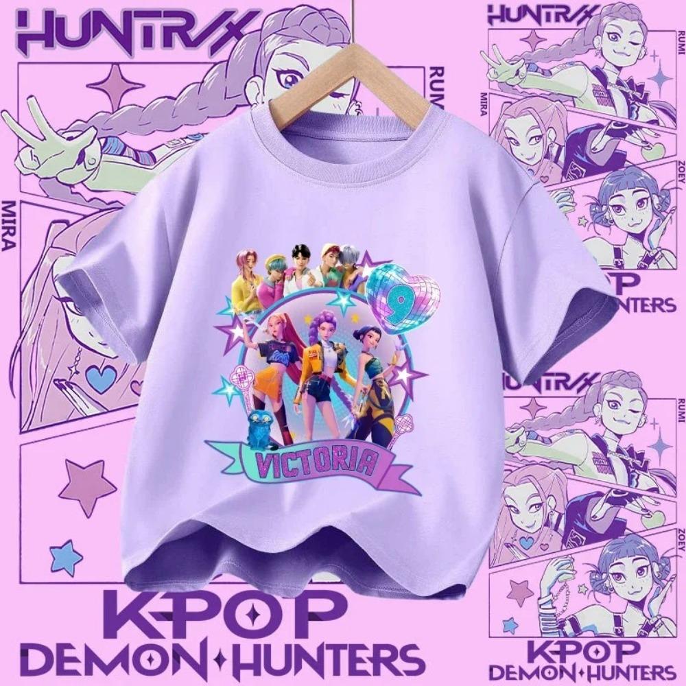 Kpop Demon Hunters T-shirt for Kids, Short Sleeve T-shirt for Girls, Saja T-shirt , Kpop Demon Hunters T-shirt, Family Clothing