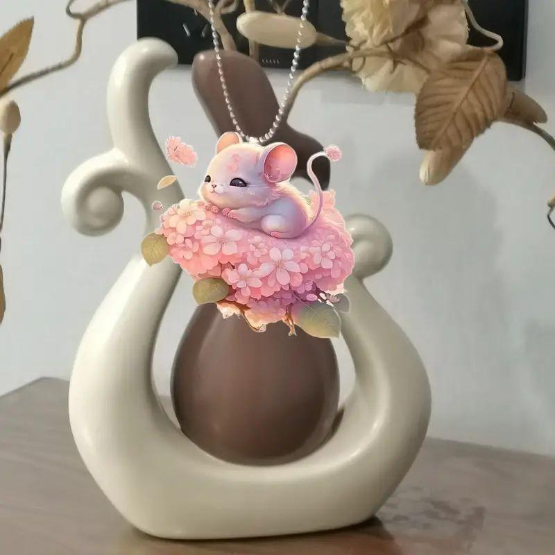 Flower Acrylic Sweet Car Ornament Creative Hanging Decoration For Your Automobile