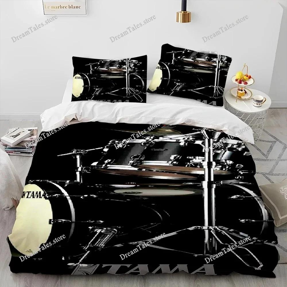 3D Schlagzeug Musikinstrumente Bettdecke Bettwäsche-Set, Bettbezug Bett-Set Steppdeckenbezug Kissenbezug, King Queen Size Bettwäsche-Set Geschenk