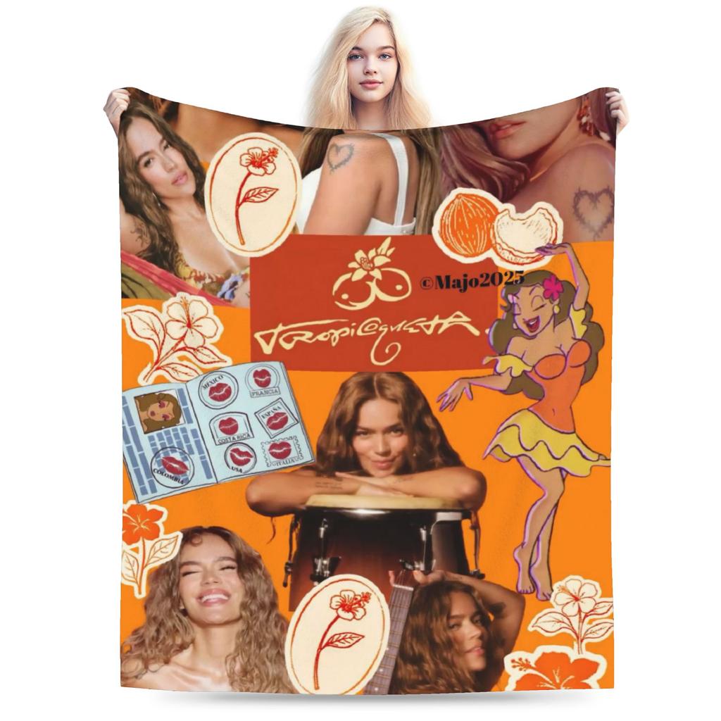 Karol G Tropicoqueta Blankets Quality Warm Soft Throw Blanket Winter Girls Boys Bedroom Pattern Bedspread