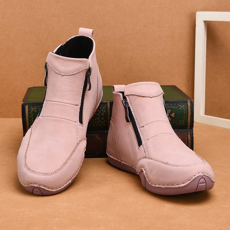 TUINANLE Women High Tops Shoes Spring Zipper Casual Anti Slip Flat Sneakers Girl's Ankle Boots Pink Ladies Shoes