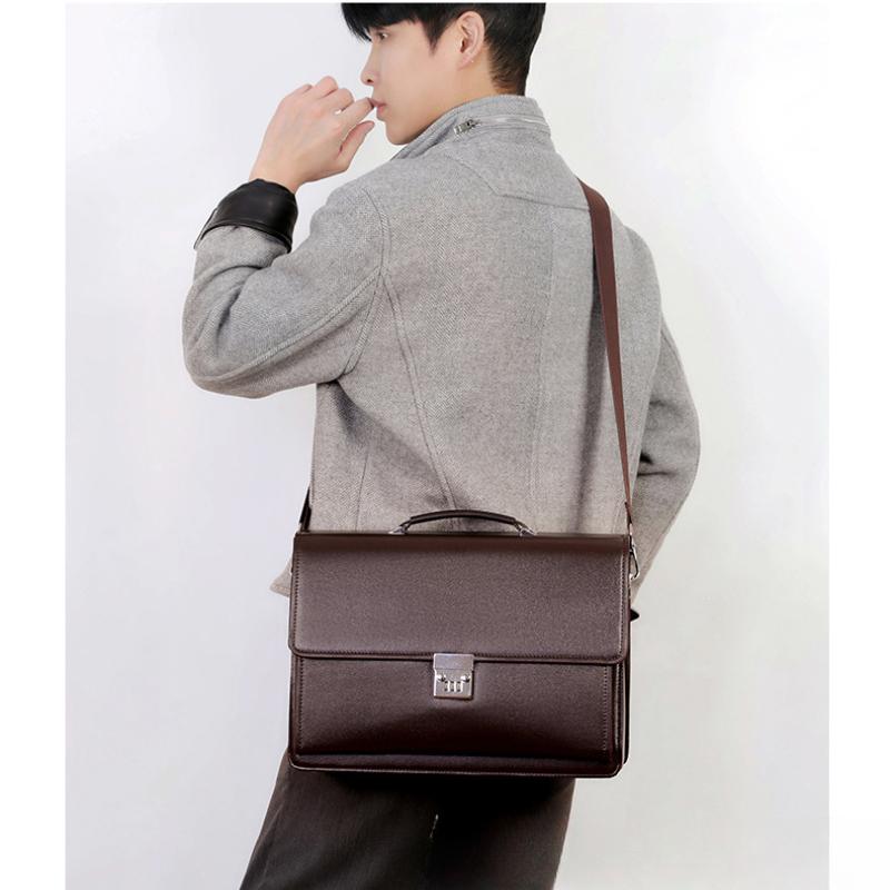 Heren Computer Draagbare Wachtwoordvergrendeling Tas met Meerdere Vakken Waterdicht Grote Capaciteit Geavanceerde Slijtvaste Crossbody Aktetas