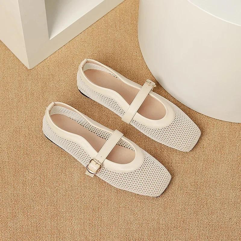 Fashion Flat Sandals Woman Mesh Women's Shoes Summer Mesh Shoes Women's Sandals Breathable Shoe 2025 New Hollow Single Shoes Women Flats