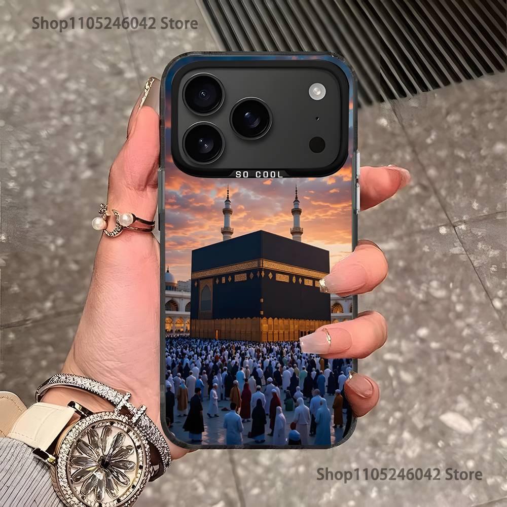 

Moslem and kaaba For iPhone 17,16,15,14,13,12,11,Pro,MAX Black Candy Matte Cover iPhoneXR