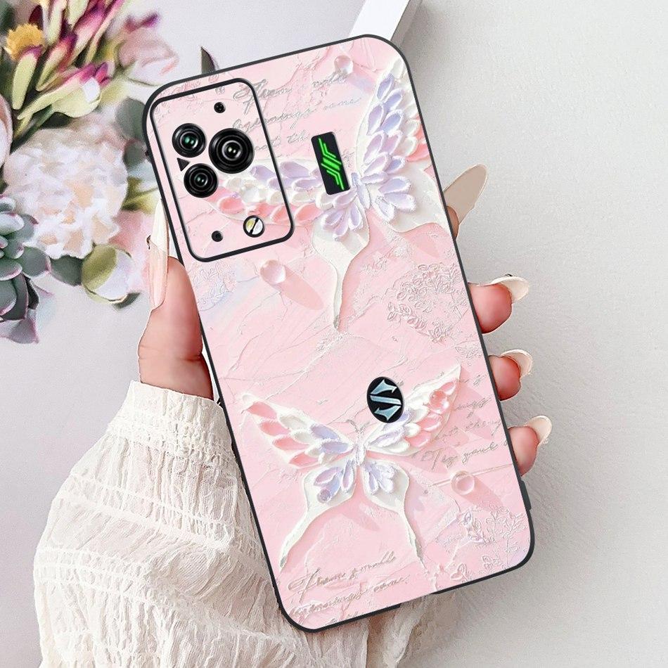 Per Xiaomi Black Shark 5 Pro Shark5 Custodia per Telefono Black Shark 5 5Pro Elegante Floreale Gatto Dipinto Morbido Silicone TPU Custodie