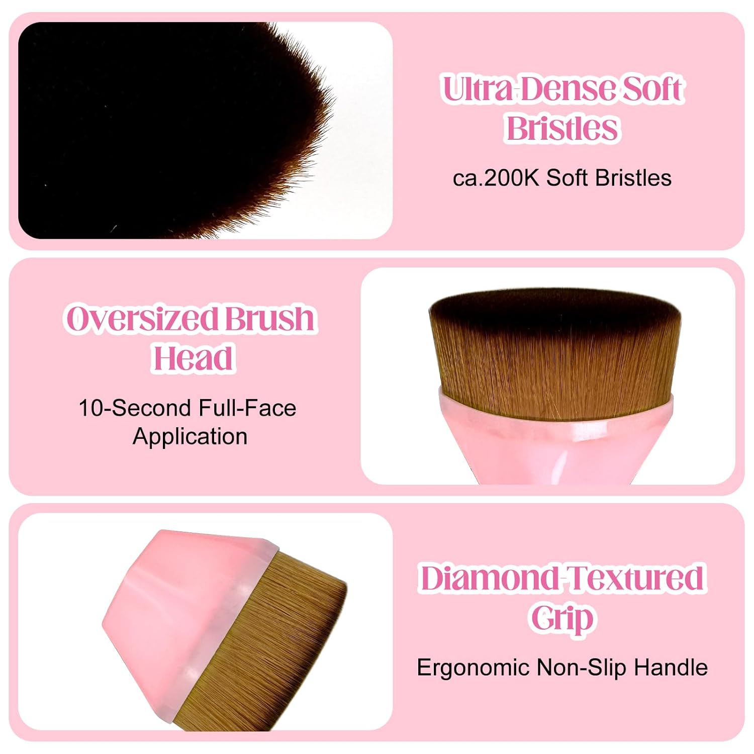 Foundation Brush and Blender Sponges Set, Perfect Makeup Brush for Face Blush Powder Foundation Brush for Blending Liquid, Cream, Flawless Powder