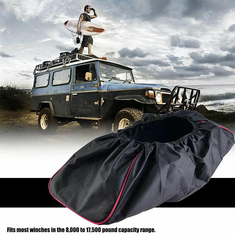 Copertura antipolvere impermeabile resistente per verricello 600D per esterni, SUV, auto, rimorchio, manica protettiva elastica adatta per verricelli elettrici da 8000-17500 libbre
