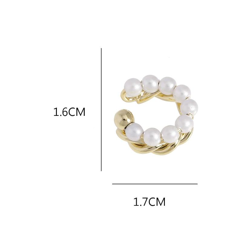 1pc Double Layer Twisted Faux Pearl C-Shaped Ear Clip