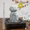 Rubonarie Jizo Small Figurine, (Gray, Flower)