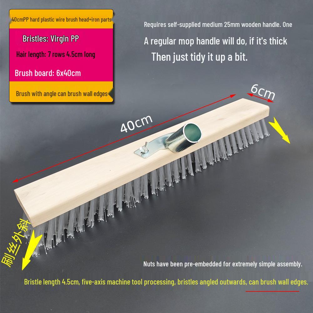 Long-Handled Stiff-Bristled PP Floor Scrubbing Brush for Kitchen, Bathroom, Outdoor, and Cement