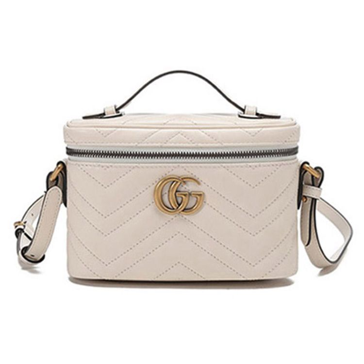

Gucci GG Marmont Ivory Quilted Leather Vanity Crossbody Bag With Gold Hardware For Women Daily Use Basic Set (Bag+Dust Bag)