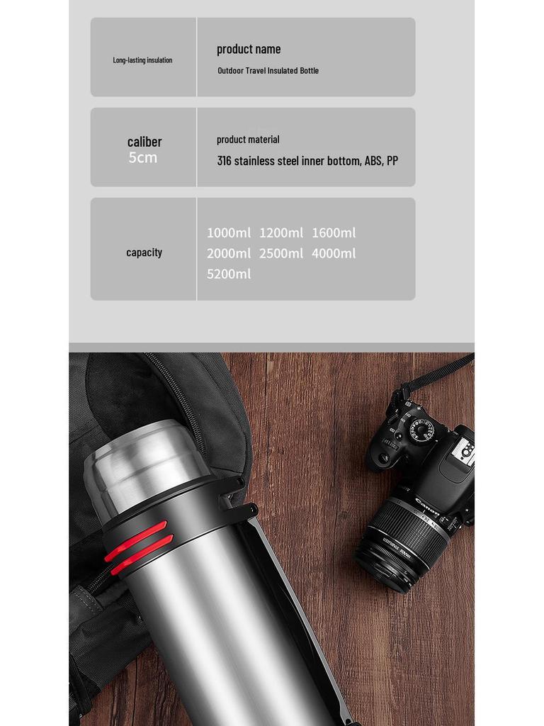 Large Capacity 5L Insulated Stainless Steel Car Kettle - Men's Portable Outdoor Travel Thermos