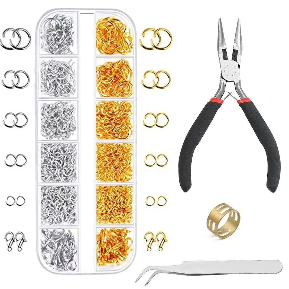12 Grids Jewelry Findings Set Chain Closure Repair Tools Kit Pliers Necklace Repair