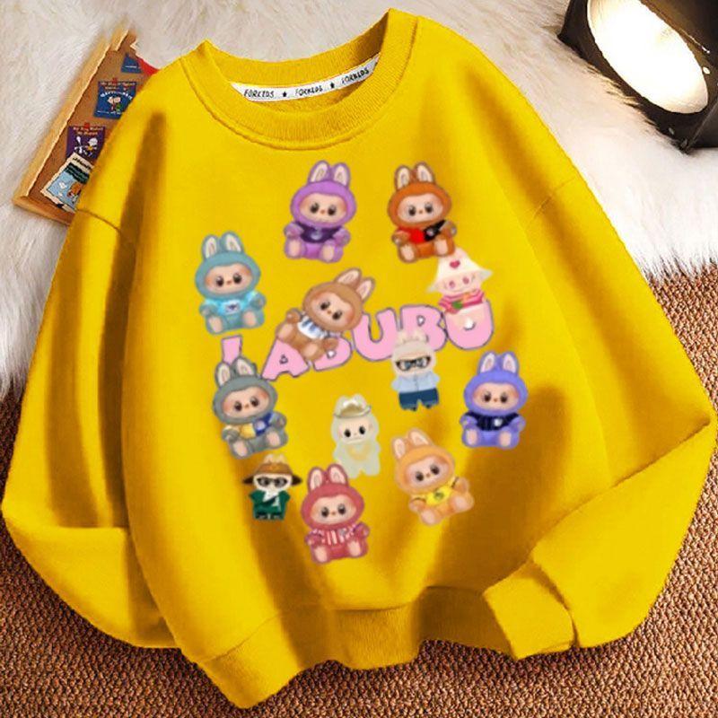 Moletons Fofos de Gola Redonda para Crianças, Moletons Casuais de Manga Comprida da Moda para Meninos e Meninas na Primavera e no Outono