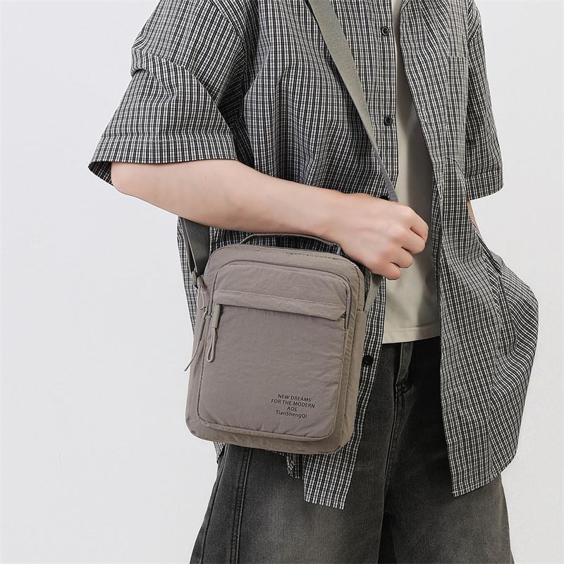 Men's Nylon Crossbody Backpack Fashionable Versatile Summer New Style Waterproof Single Shoulder Sling Bag Simple Design
