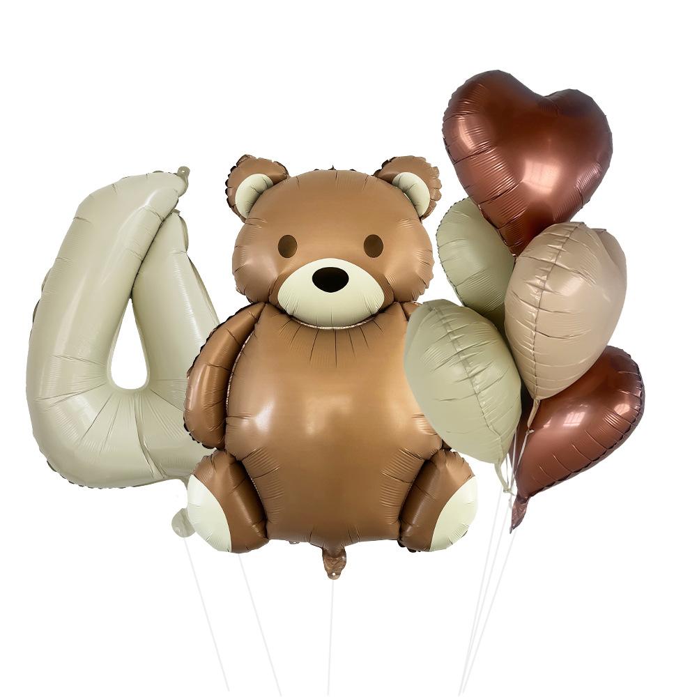 Matte Bear Aluminum Film Balloon Set Love Digital Children'S Birthday Party Decoration Decoration Bear Birthday Party