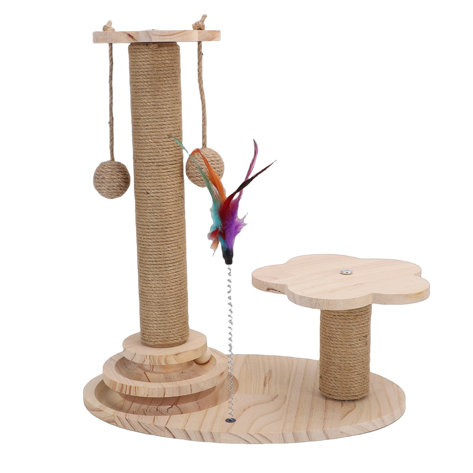

Cat Scratching Post Stable Base Safe Sisal Rope Kitten Claw Scratch Post with Hanging for Home