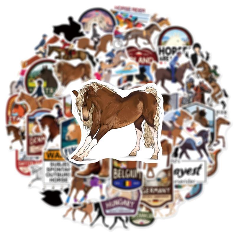 50Pcs Cartoon Cute Galloping Horse Pony Graffiti Stickers Waterproof Decals For Fridge Guitar Laptop Motorcycle Skateboard Toy