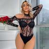 Women Sexy Mesh Bodysuit Shapewear Lingerie Outfit Erotic Fishnet Hollow Out Transparent Slim Mini Underwear Suit Costume