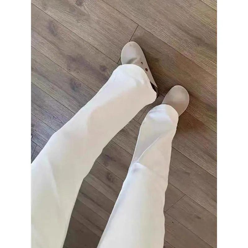 Jeans Blancos de Mujer de Cintura Alta Micro Acampanados Otoño/Invierno 2025 - Estilizadores, Pantalones de Campana Largos hasta el Suelo