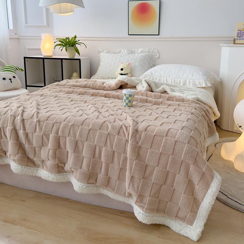 

Шерстяное одеяло, плюшевое, в шахматном порядке, утолщенное, для детей и взрослых, на осень и лето, для кондиционера, для сна, одеяло, чехол 100x150cm