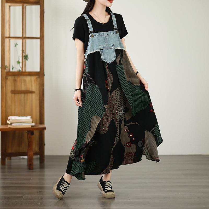 DIMANAF 2026 Plus Size Summer Chiffon Dress Denim Elegant Lady Sundress Floral Women  Long Dress Casual Sleeveless Lace Cotton
