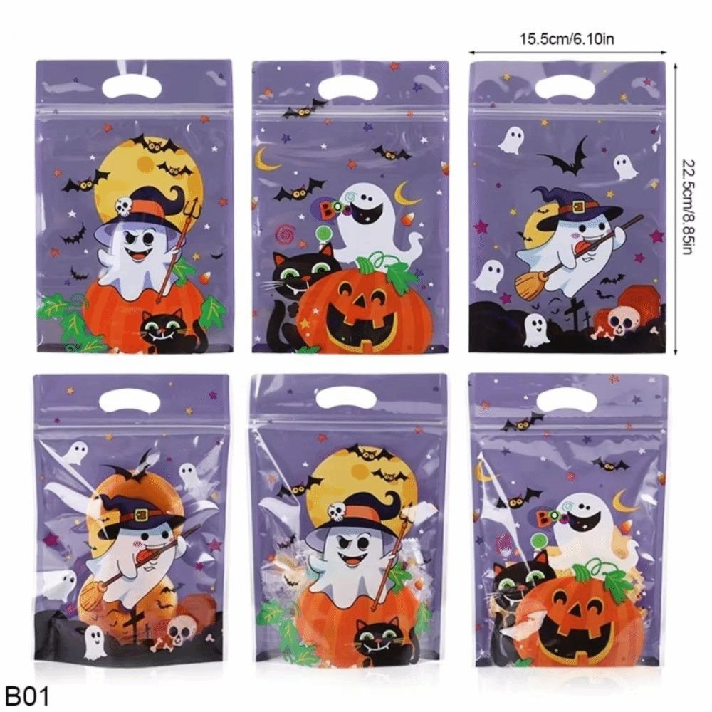 Composite Film Halloween Treat Bags Resealable Zipper Resealable Food Bags Cookie Packaging
