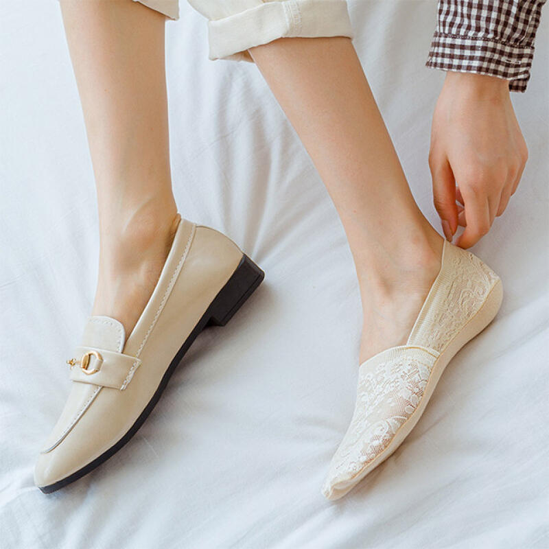 Silky lace slippers, 5-piece set black