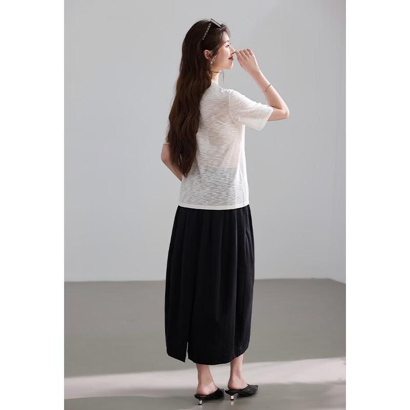 VICTORIA&VERA Sequin Design Lightweight Knitted Short Sleeve Top