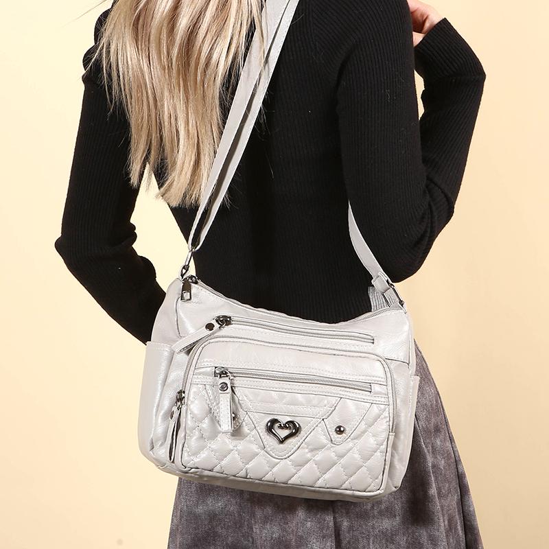 Women's Crossbody Bag Soft Leather Shoulder Bag Middle-Aged Mother Bag