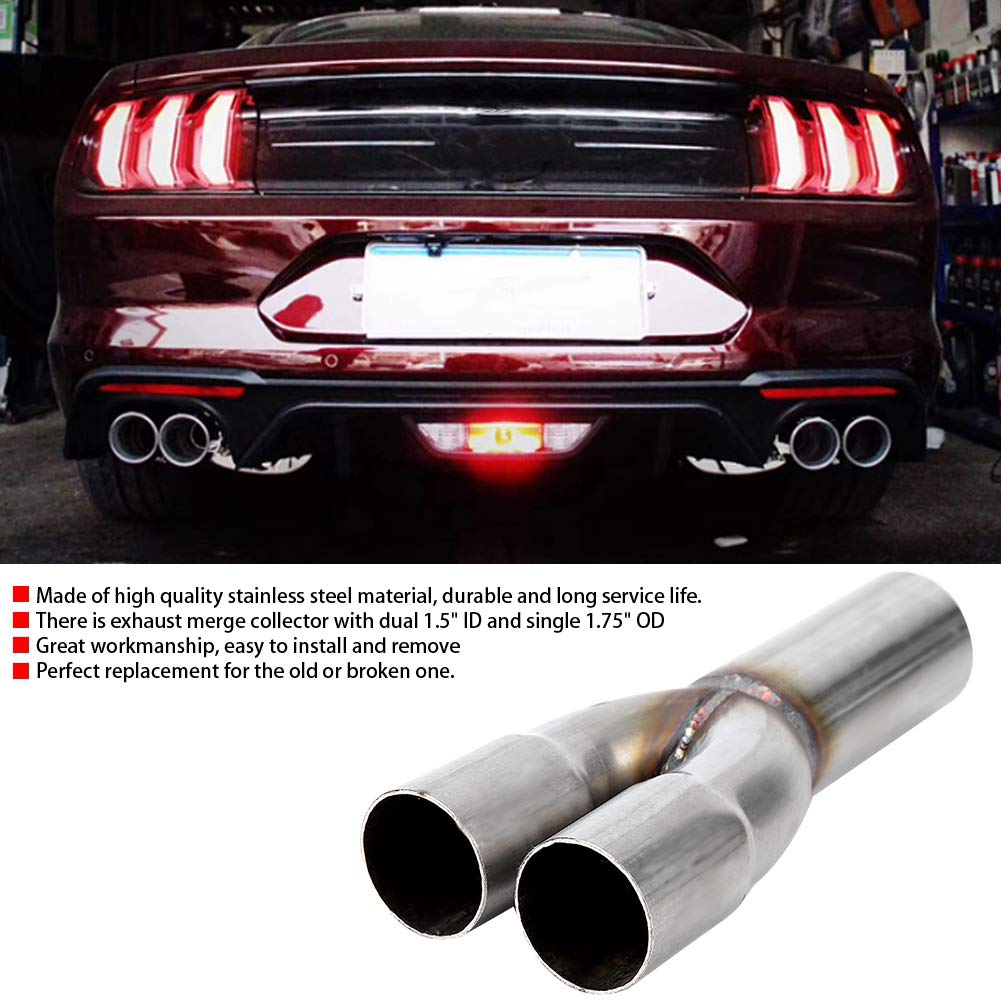 Exhaust Pipe Expander, 2:1 Stainless Steel Merge Cock Dual 1.5 Inner Diameter Inlet Single